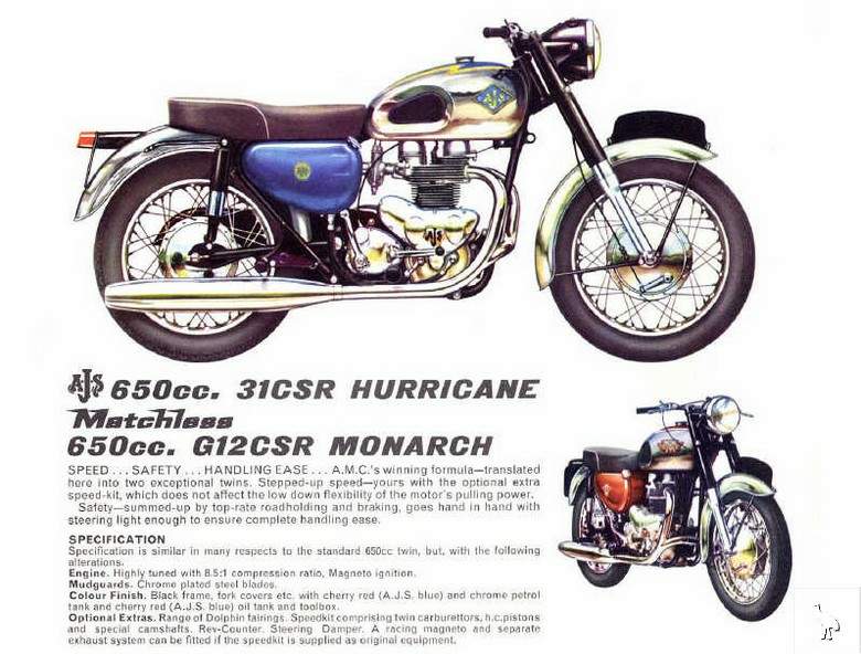 AJS Model 31 650 CSR 
    Hurricane For Sale Specifications, Price and Images