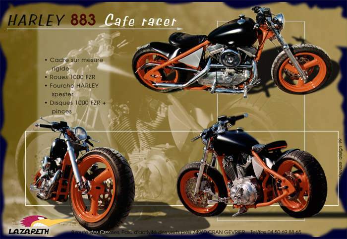 Lazareth Harley  883 Café 
      Racer For Sale Specifications, Price and Images