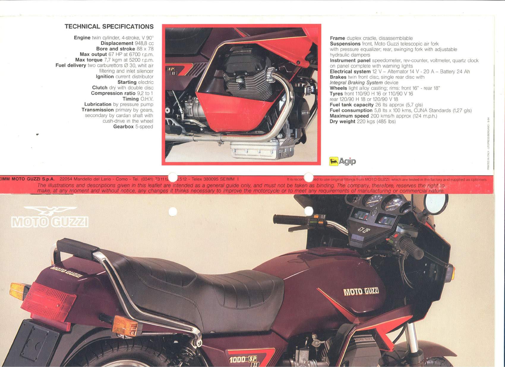 Moto Guzzi 1000SPII Spada For Sale Specifications, Price and Images