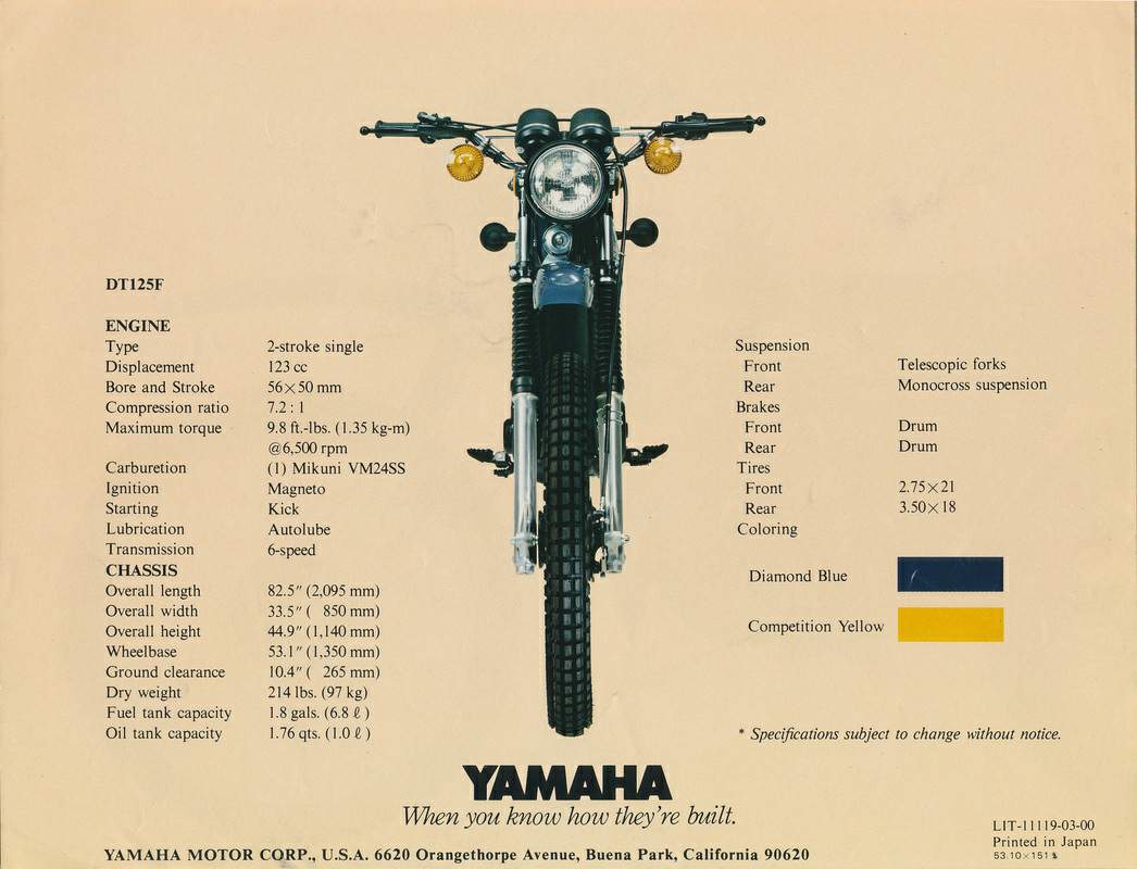 Yamaha DT 125E For Sale Specifications, Price and Images