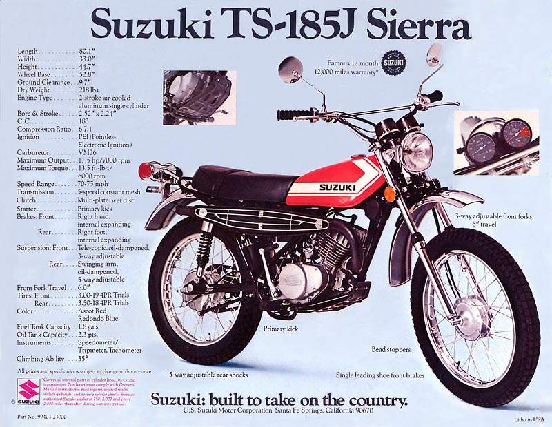 Suzuki TS 185 Sierra For Sale Specifications, Price and Images