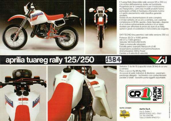 Aprilia
      Tuareg 250 Rally For Sale Specifications, Price and Images