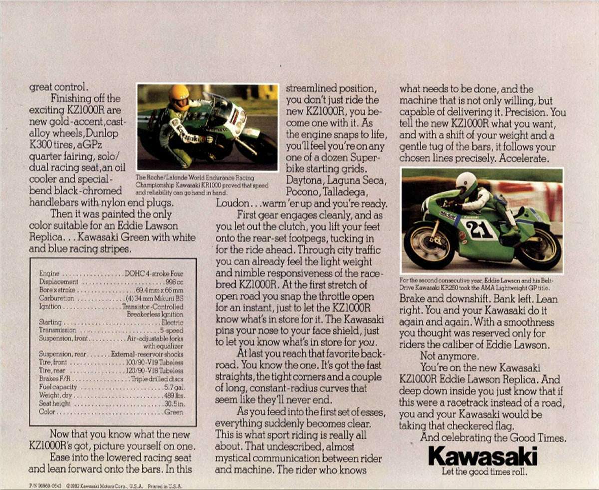 Kawasaki Z 1000R-II Eddie Lawson Replica For Sale Specifications, Price and Images